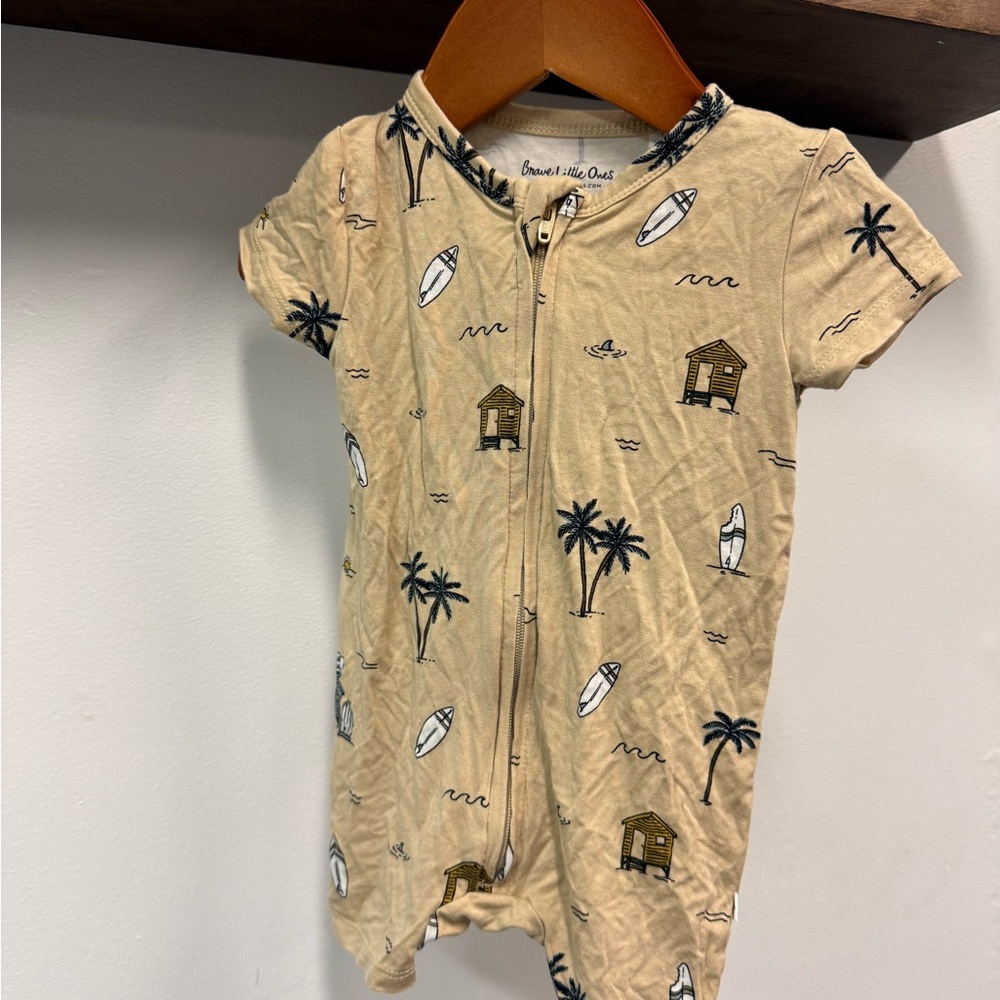 Brown One Piece with Surf Print